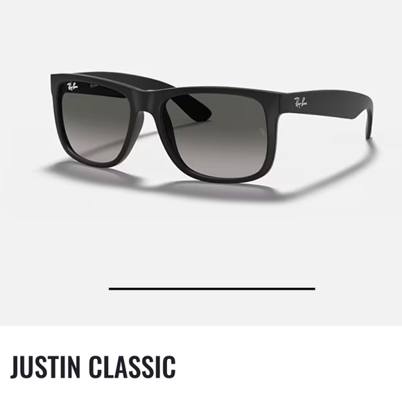 Justin Classic Ray-Ban Sunglasses Rubber matte black frame grey lens - Picture 1 of 5